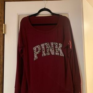Burgundy Sweatshirt with Leopard Print Logo